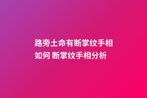 路旁土命有断掌纹手相如何 断掌纹手相分析